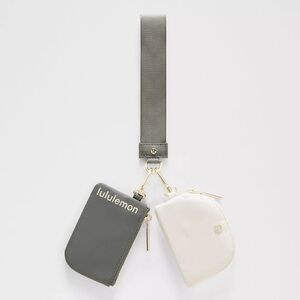 Lululemon Dual Pouch Wristlet Grey /Sage/Light Ivory/Gold NEW